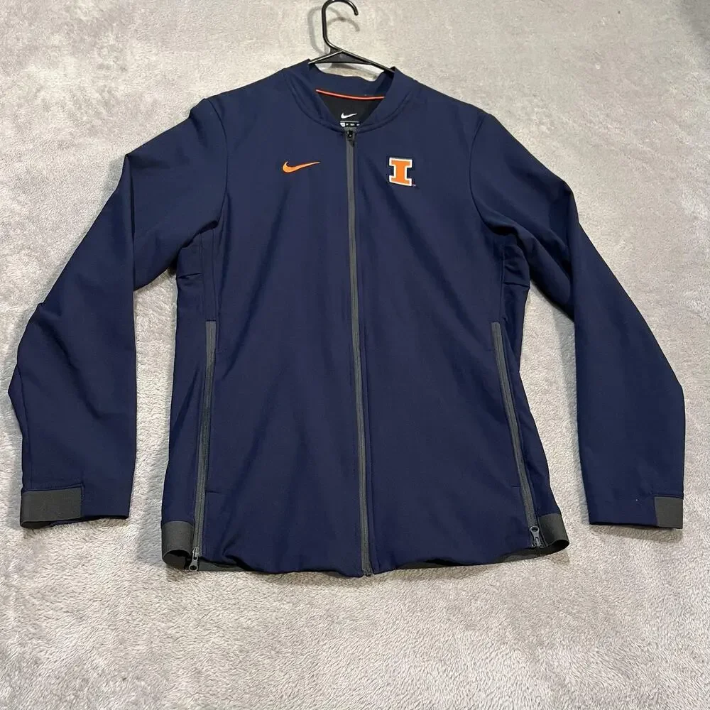 Illinois Fighting Illini Jacket Mens XS Navy NCAA Football Nike Full Zip